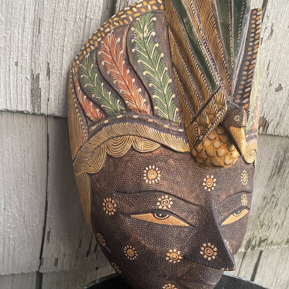Batik Topeng Wood Hand Carved Mask Indonesian - Picture 3 of 7